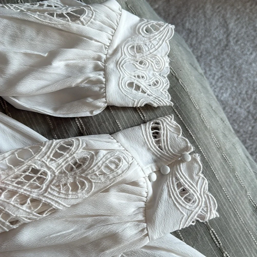 Nasty Gal White Lace Long Sleeve Wedding / Photo Dress - Picture 9 of 12